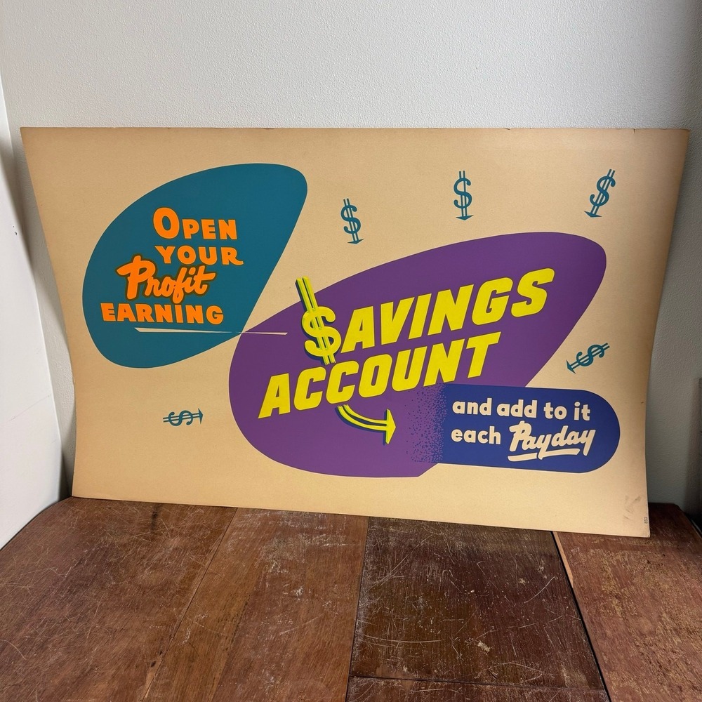 Vintage LARGE Banking Financial Home Loan Advertising Poster 40 x 26 inches